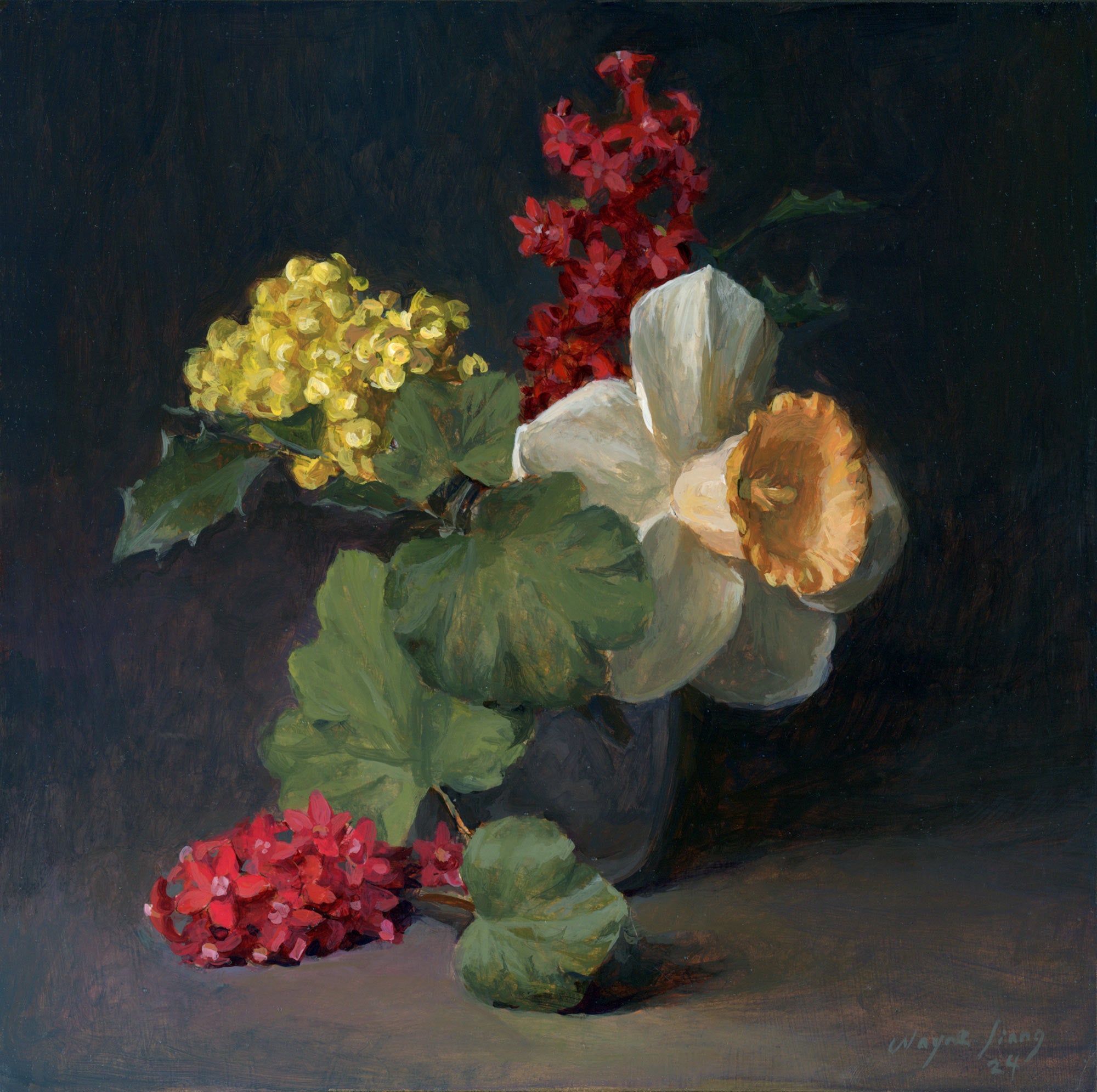 117. Oregon Grapes, Red-Flowering-Currant-and-Daffodil