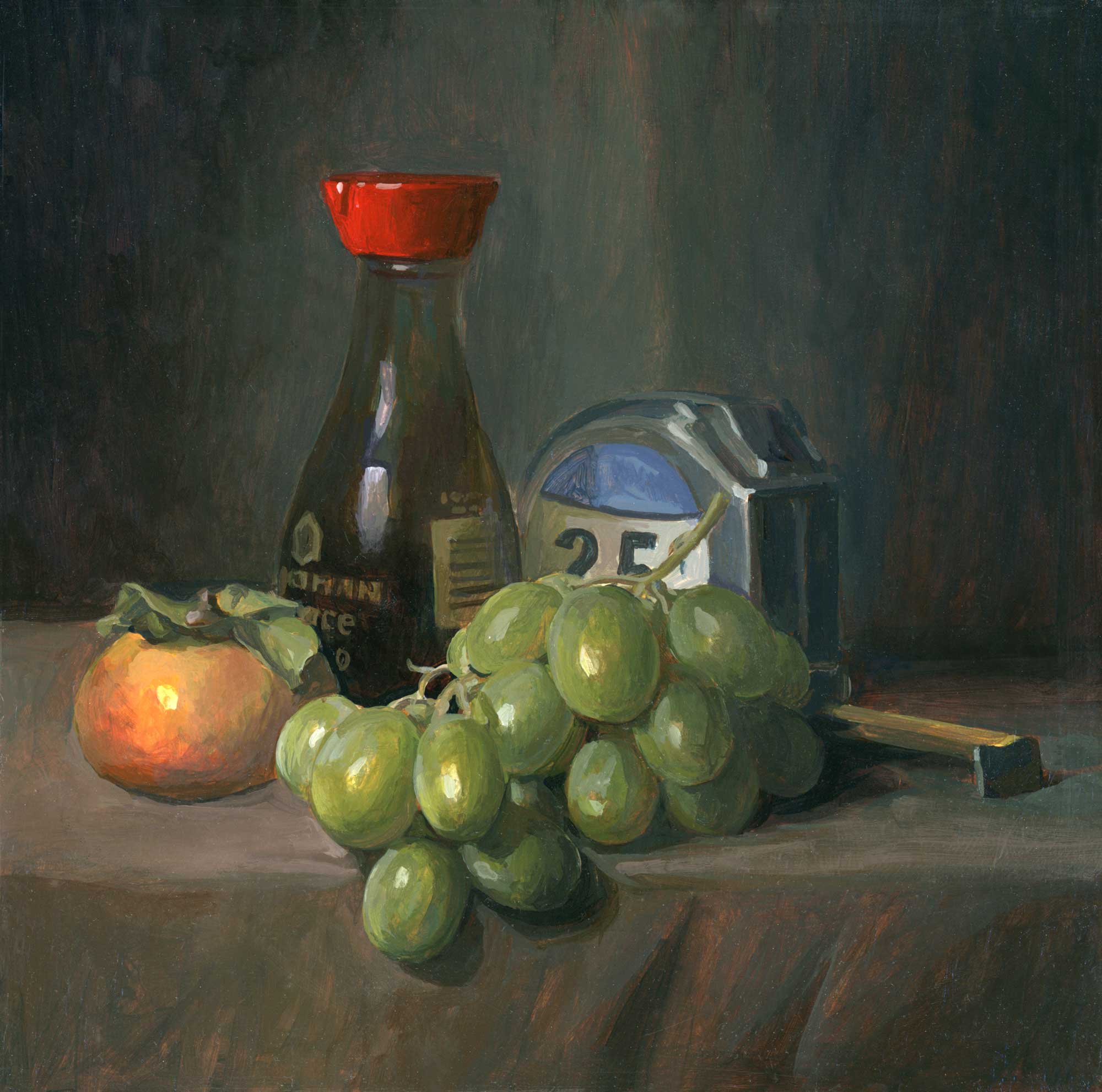 120. Soy Sauce Bottle, Persimmon, Grapes, and Measuring-Tape