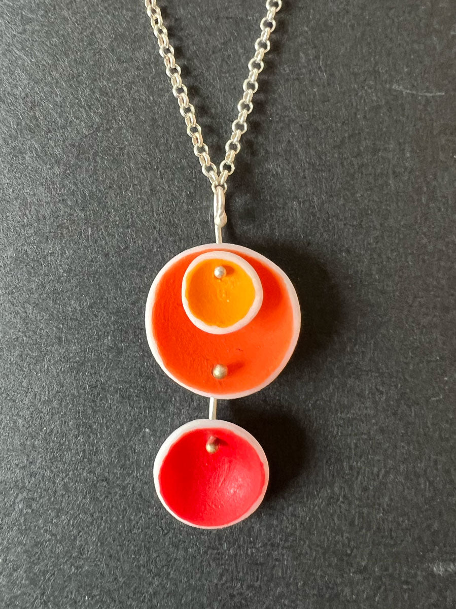 128. Orange Nested Dangle Necklace