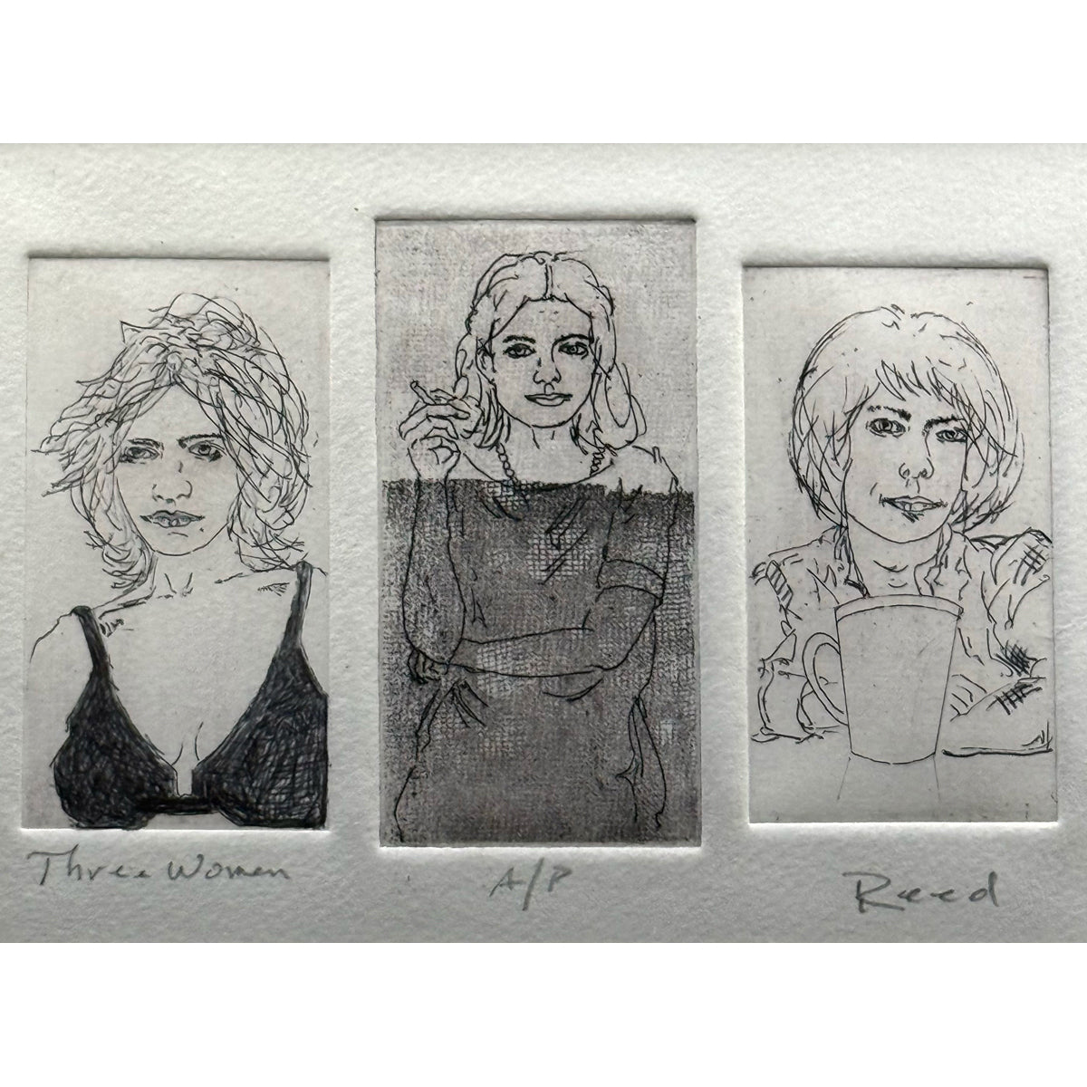 130. Three Women — Etching