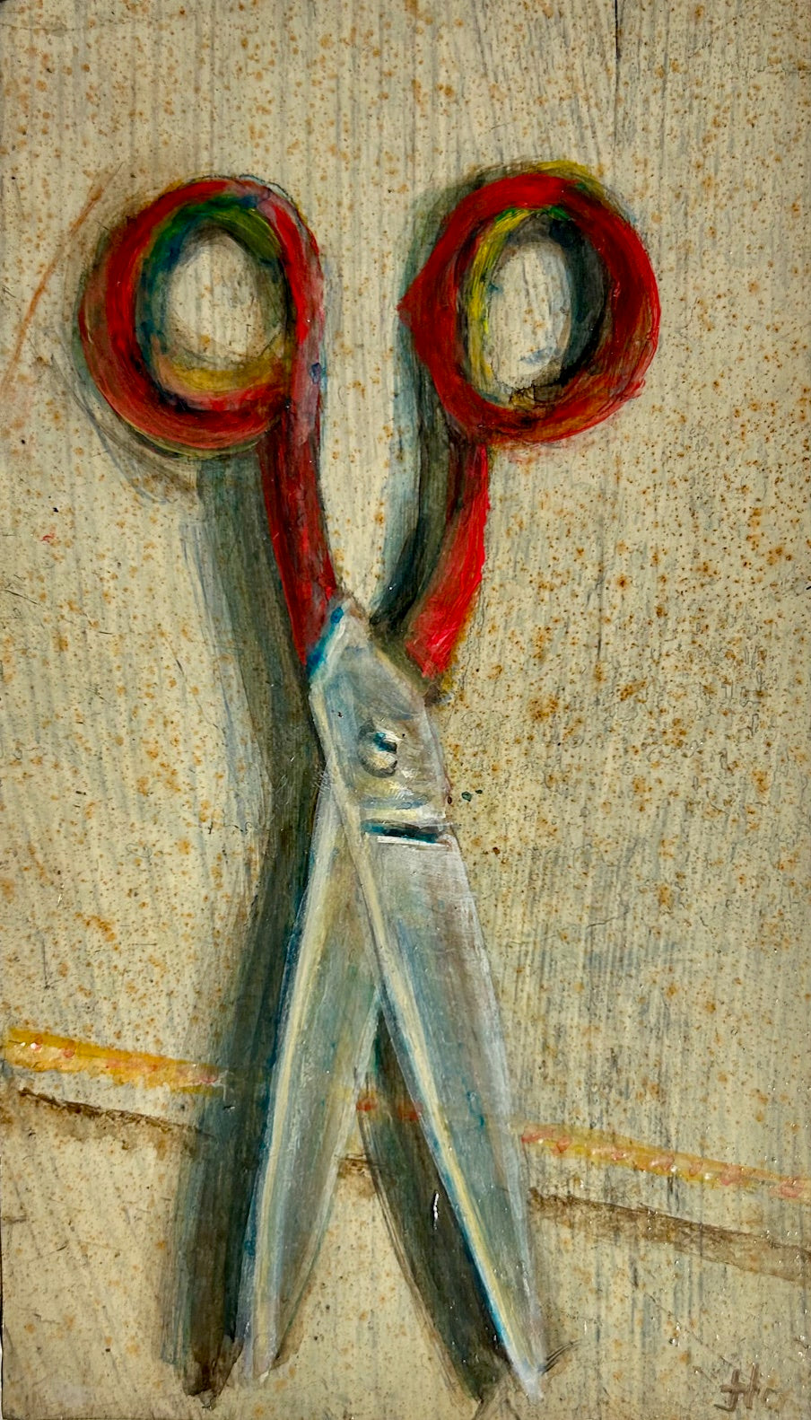 185. Red scissors straight twine