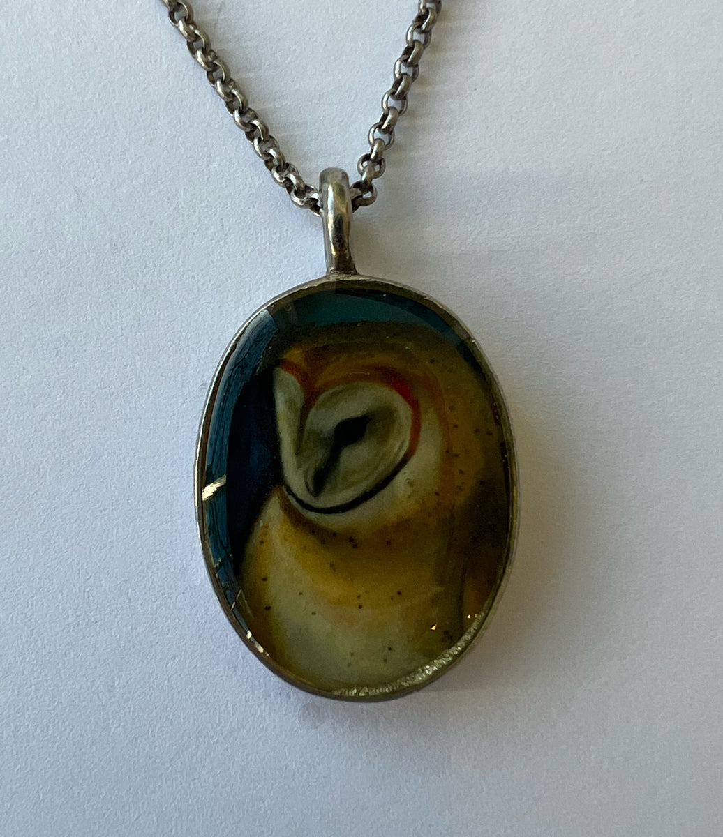 24-7. Barn Owl Silver Necklace