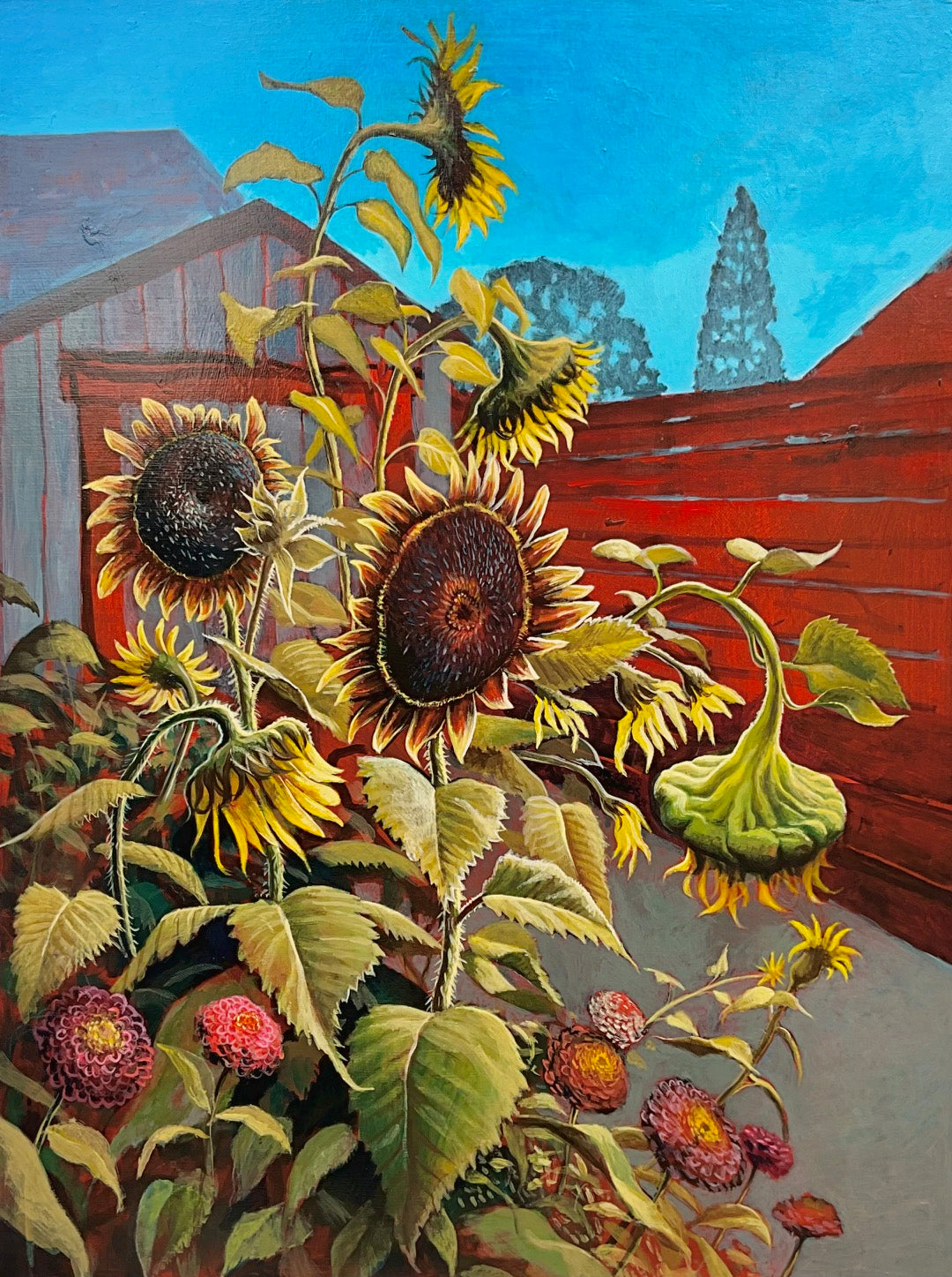 4. Sunflowers and Zinnias