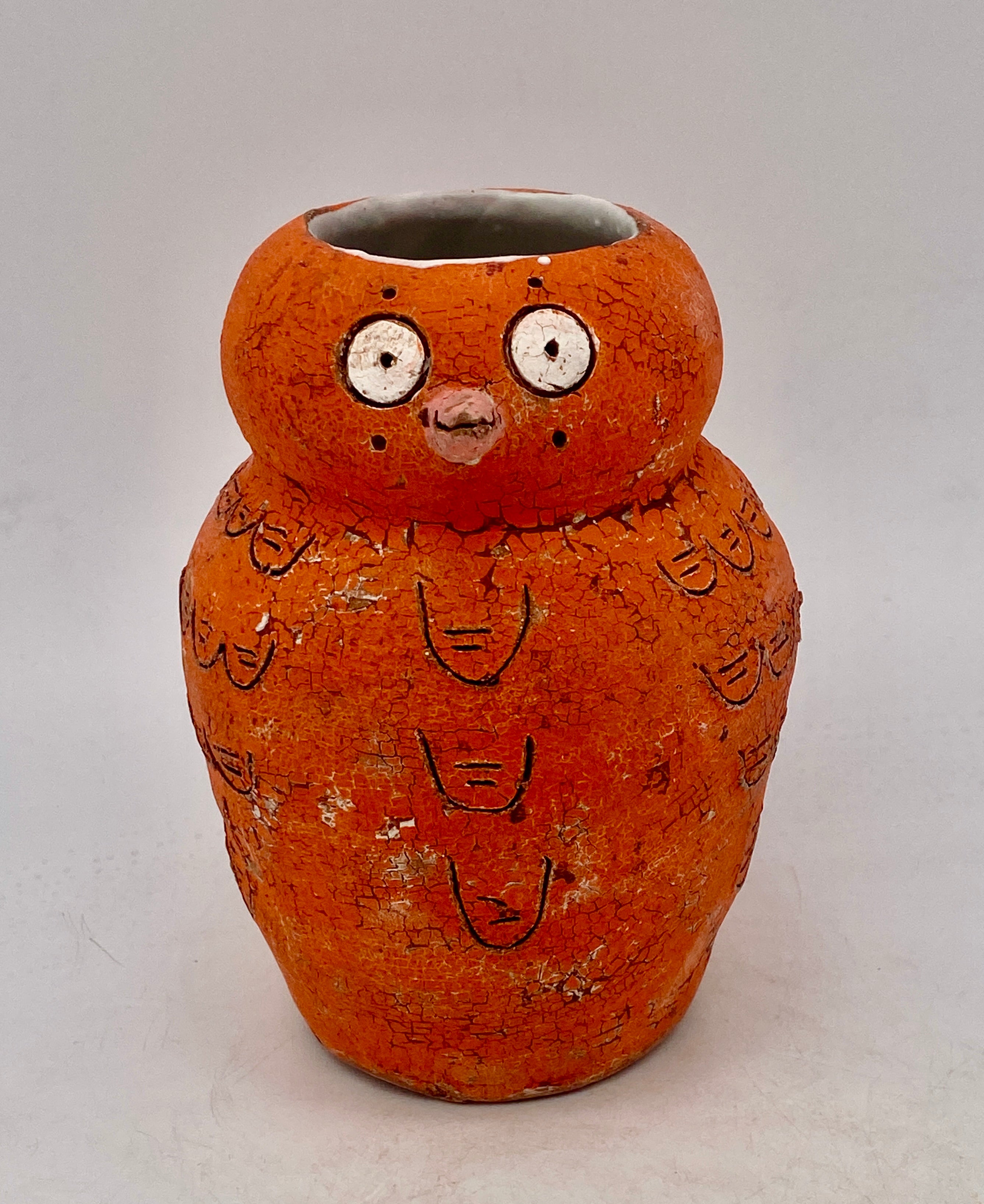 410. Orange Birdy Vase