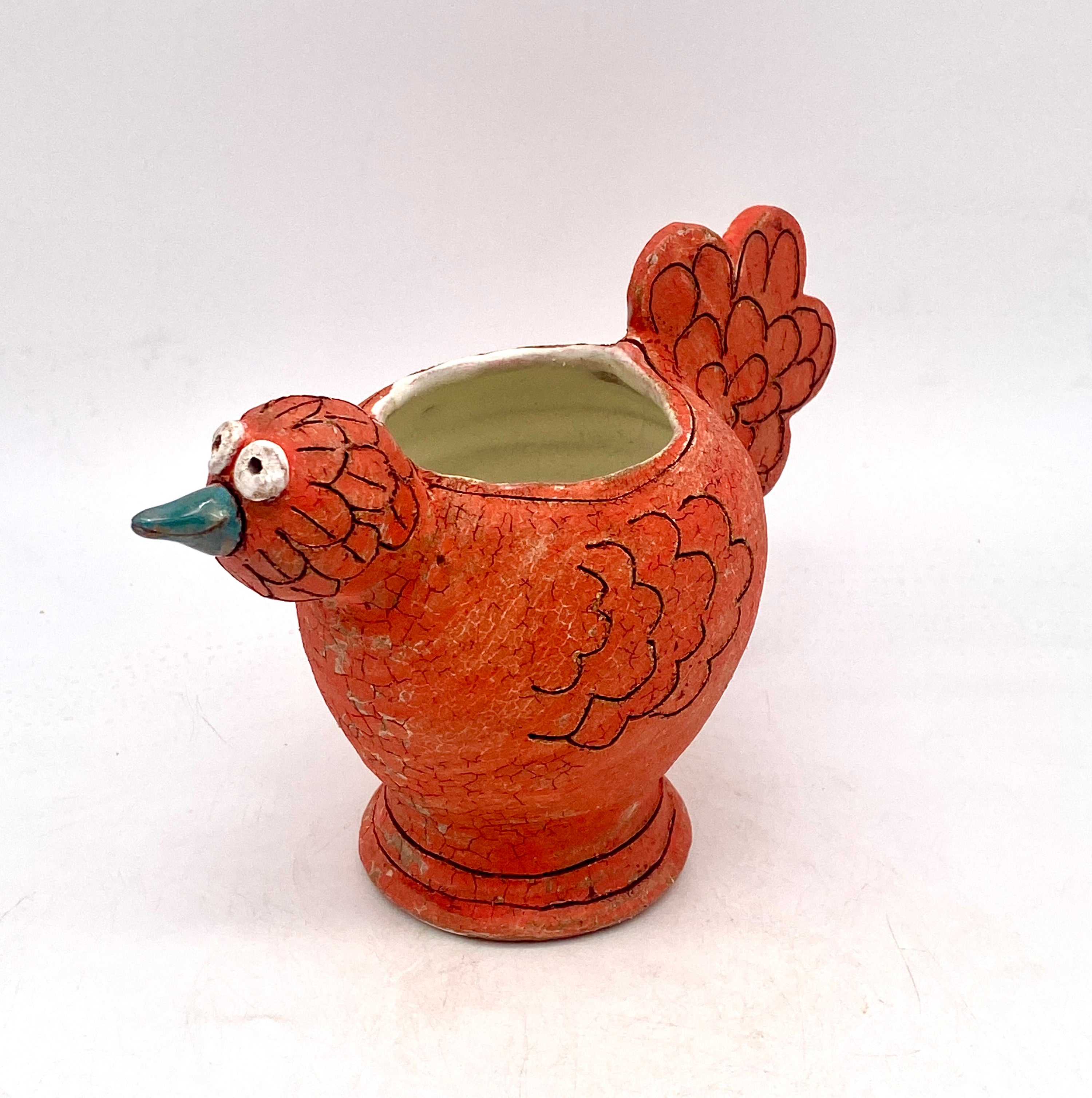 413. Coral Birdy Vase