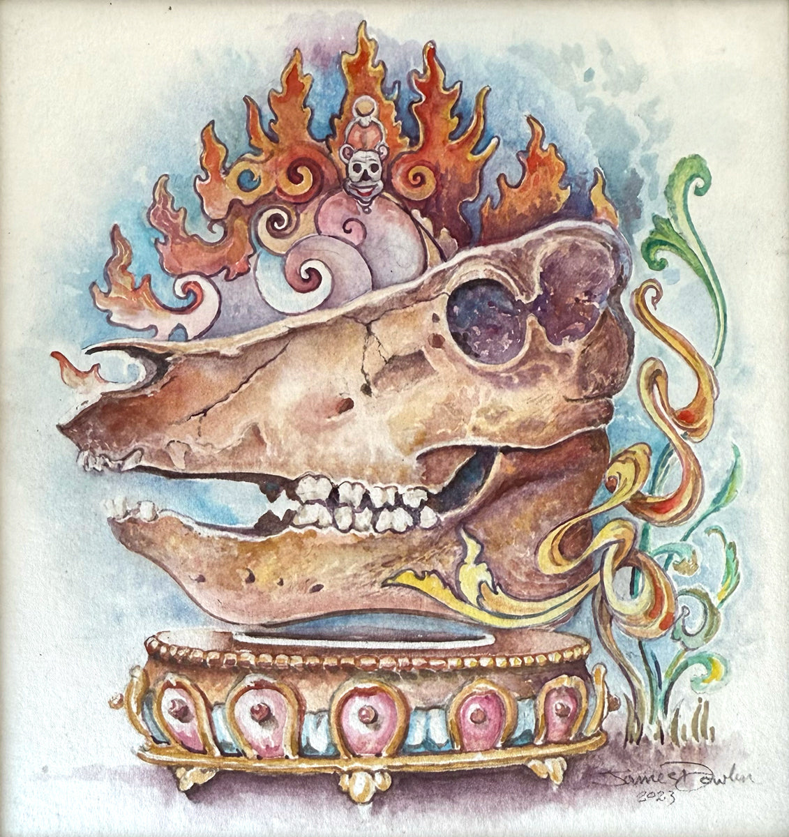 347. Pig Skull on a Stand