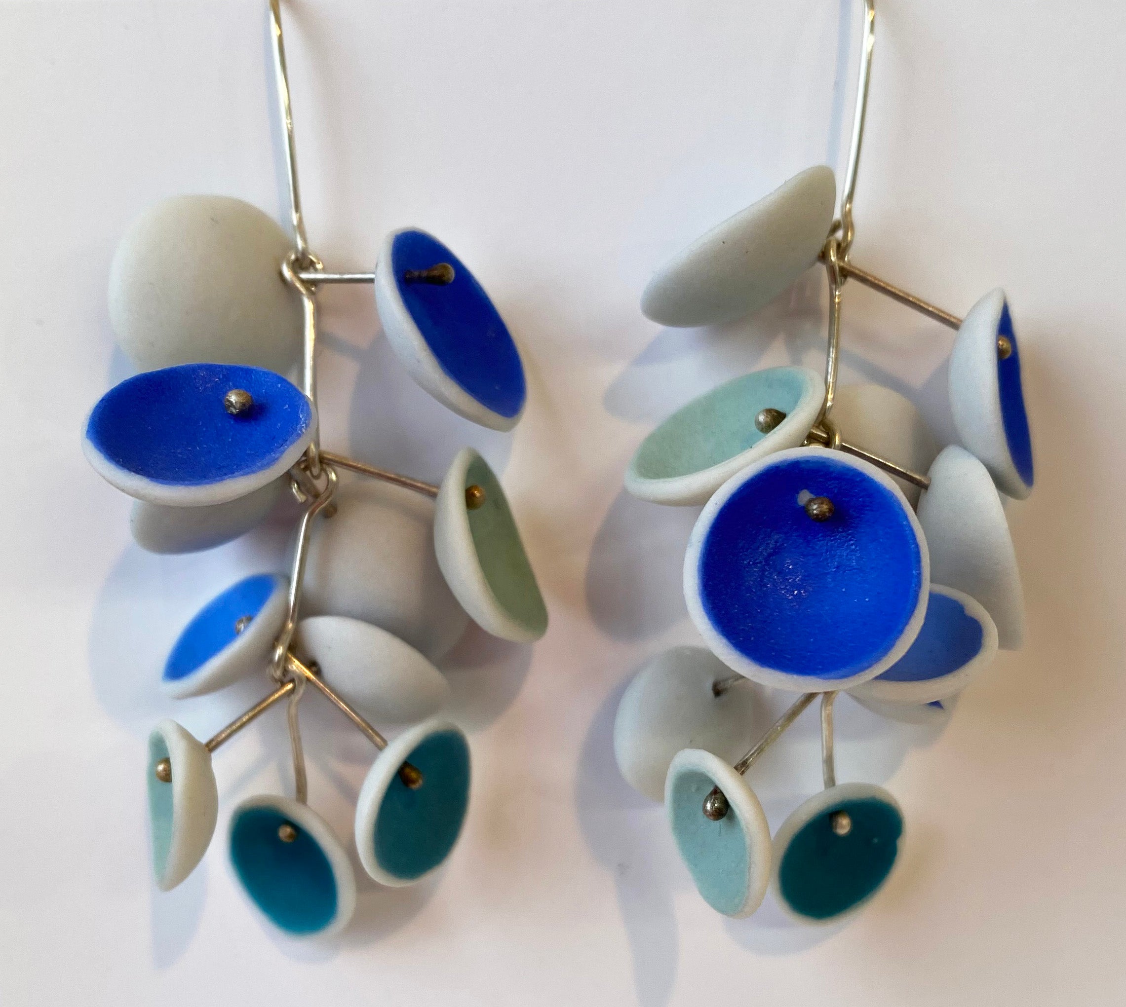 80. Blue/Green Large Cluster Earrings