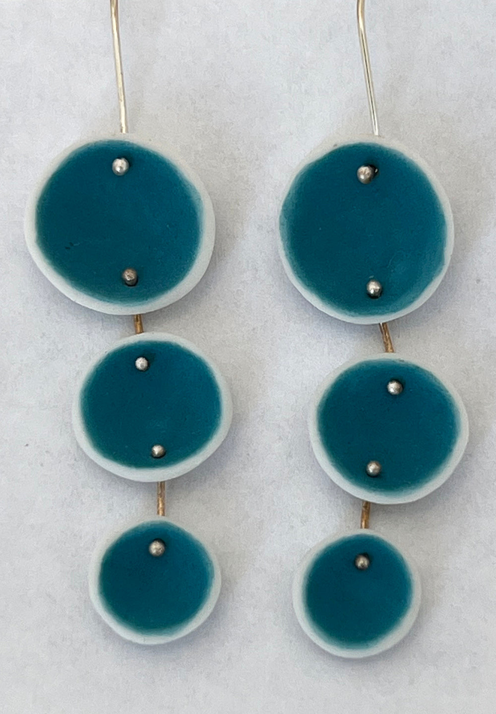 113. Teal Triple Dangle Earring