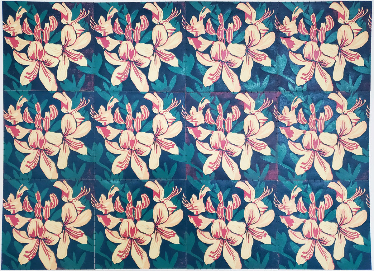 11. Azalea (12 blocks sewn) (unframed)